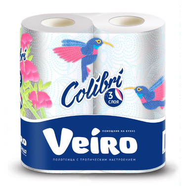 Полотенца бумажные Veiro Colibri (3 слоя) 2 шт 0