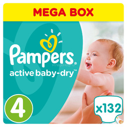 Подгузники Pampers Active Baby Maxi 8-14 кг (132 шт) Размер 4