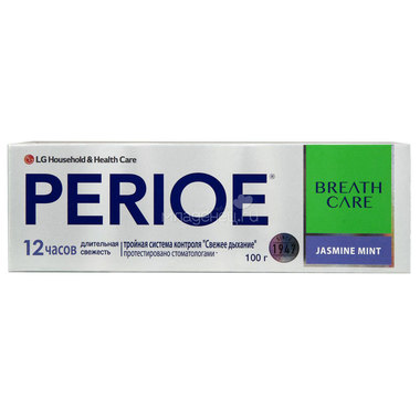 Зубная паста Perioe с тройной системой контроля свежего дыхания Breath care жасмин и мята 100 г 0