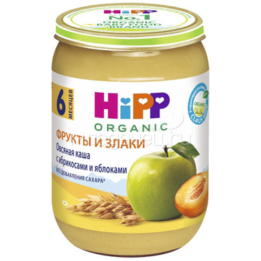 Каша Hipp зерновая с фруктами 190 гр Овсяная с абрикосами и яблоками (с 6 мес) 0