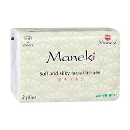 Салфетки бумажные Maneki Dream 2 слоя белые (150 шт)