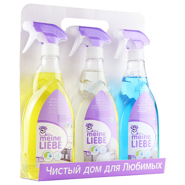 Набор для уборки помещения Meine Liebe Средство для мытья кухонных поверхностей+Средство для чистки сантехники+Средство для мытья стекол, п 0