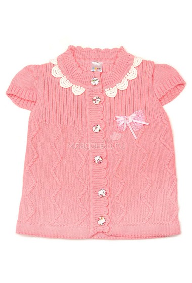 Платье-туника Bony Kids вязаное с воротничком, цвет - Розовый  0