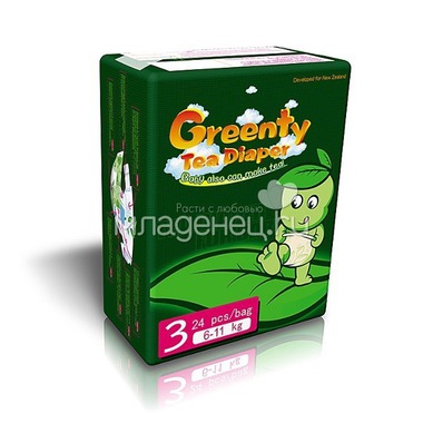 Подгузники Greenty 6-11 кг (24 шт) Размер 3 0