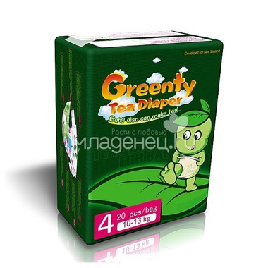 Подгузники Greenty 10-13 кг (20 шт) Размер 4 0
