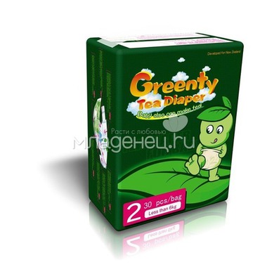 Подгузники Greenty до 6 кг (30 шт) Размер 2 0