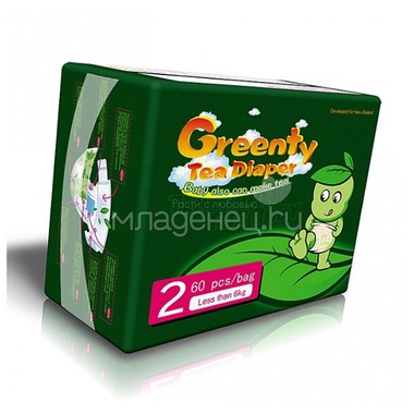Подгузники Greenty Econom до 6 кг (60 шт) Размер 2 0