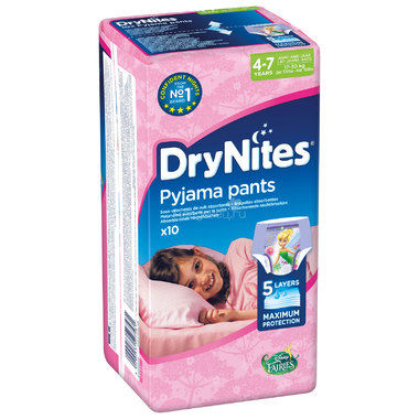 Трусики Huggies DryNites ночные для девочек 4-7 лет 17-30 кг (10 шт) 0