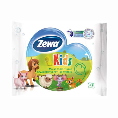 Туалетная бумага Zewa Kids влажная, 42 шт. 0