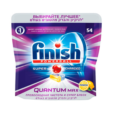 Таблетки для посудомоечных машин Finish Quantum Max Лимон, 54 шт 0