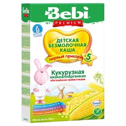 Каша Bebi Premium безмолочная 200 гр Кукурузная низкоаллергенная (с 5 мес)