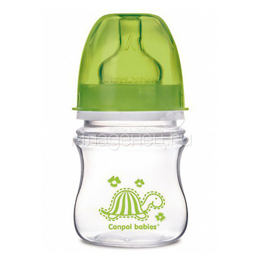 Бутылочка Canpol Babies с широким горлышком 120 мл (с 3 мес) зеленая 0