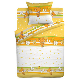Комплект постельного белья детский Letto в кроватку с простыней на резинке BGR-12 Желтый