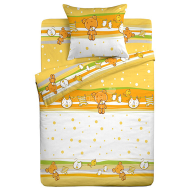 Комплект постельного белья детский Letto в кроватку с простыней на резинке BGR-12 Желтый 0