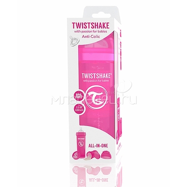 Бутылочка Twistshake 330 мл Антиколиковая (с 0 мес) розовая 2