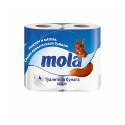 Туалетная бумага MOLA белая (2 слоя) 4 шт