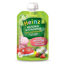 Пюре Heinz фруктовое (пауч) 100 гр Яблоко клубника (с 6 мес)