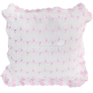 Подушка Ангелочки кружевное полотно Бело-Розовый 0