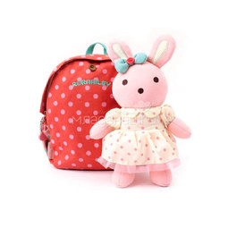 Рюкзак детский Winghouse с игрушкой и поводком 19х22х9см Заинька Красный