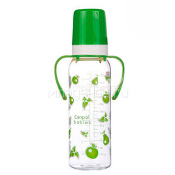 Бутылочка Canpol Babies с силиконовой соской С ручками 250 мл (с 12 мес) зеленая