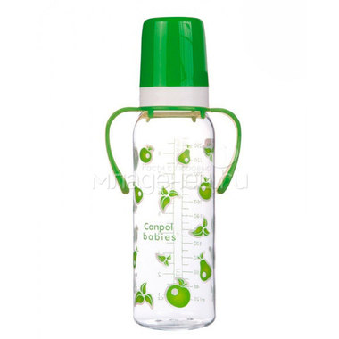 Бутылочка Canpol Babies с силиконовой соской С ручками 250 мл (с 12 мес) зеленая 0