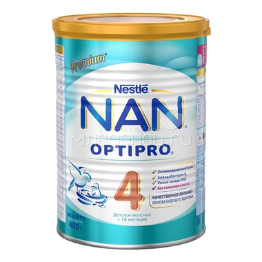Детское молочко Nestle NAN Premium OPTIPRO 400 гр №4 (с 18 мес) 0