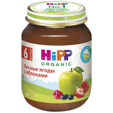 Пюре Hipp ягодное 125 гр Лесные ягоды с яблоками (с 6 мес) 0