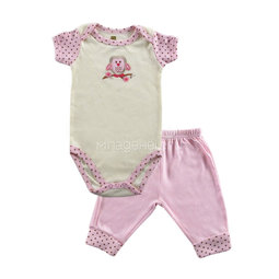 Комплект Hudson Baby Боди короткий рукав и штанишки Органик, 2 пр., цвет розовый 