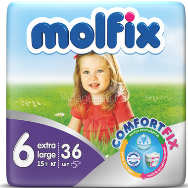 Подгузники Molfix Comfort Fix Extra Large 15+ кг. (36 шт.) Размер 6 0