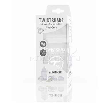 Бутылочка Twistshake 180 мл Антиколиковая (с 0 мес) белая 1