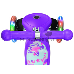 Самокат Globber Primo Fantasy с 3 светящимися колесами Stars Violet Neon Purple