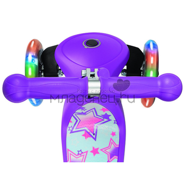 Самокат Globber Primo Fantasy с 3 светящимися колесами Stars Violet Neon Purple 6