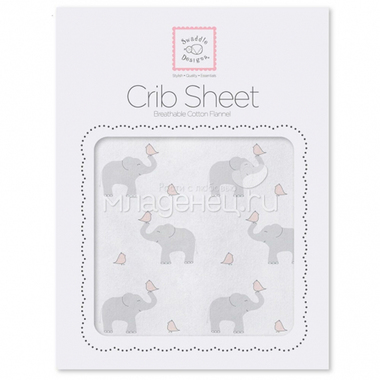 Простынь SwaddleDesigns Fitted Crib Sheet PP Elephant & Chickie 0