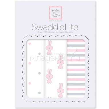 Набор пеленок SwaddleDesigns SwaddleLite Pstl Pink Little Bunnie 0