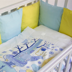 Комплект в кроватку ByTwinz с бортиками-подушками 6 предметов Северное сияние