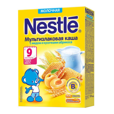 Каша Nestle молочная 220 гр Мультизлаковая с медом и кусочками абрикоса (с 9 мес) 0