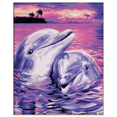 Рисование по номерам Фабрика творчества на холсте Дельфины в свете заката 0