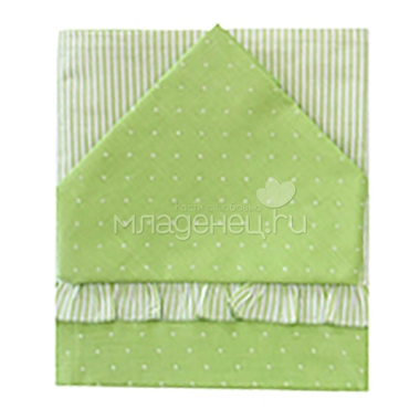 Комплект постельного белья Ангелочки №2 комбинированный с рюшкой Зеленый 0