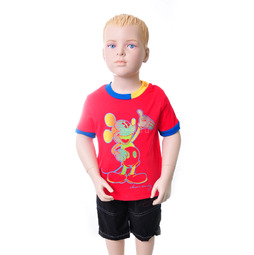Комплект Дисней Микки футболка с коротким рукавом (рисунок Микки) и шорты, для мальчика. Красный 