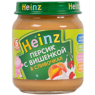 Пюре Heinz фруктовое 120 гр Персик с вишенкой в сливочках (с 6 мес) 0