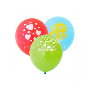 Воздушные шары ACTION! с одноцветным рисунком 30 см 5 штук 0