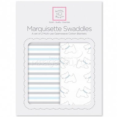 Наборы пеленок SwaddleDesigns Marquisette 2-Pack Little Doggie Simple Stripes 0