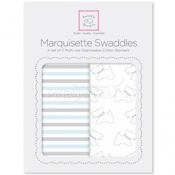 Наборы пеленок SwaddleDesigns Marquisette 2-Pack Little Doggie Simple Stripes