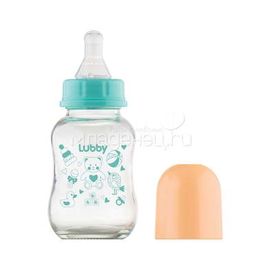 Бутылочка Lubby с силиконовой соской Стеклянная 120 мл (с 0 мес) 1