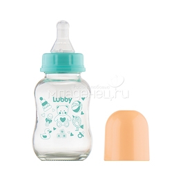 Бутылочка Lubby с силиконовой соской Стеклянная 120 мл (с 0 мес)