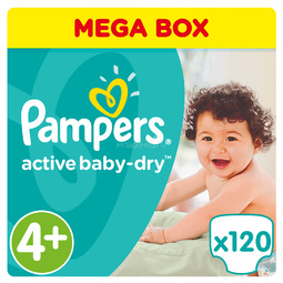 Подгузники Pampers Active Baby Maxi+ 9-16 кг (120 шт) Размер 4+