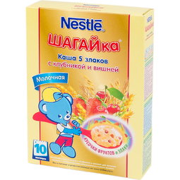 Каша Nestle Шагайка молочная 200 гр 5 злаков с клубникой и вишней (с 10 мес)