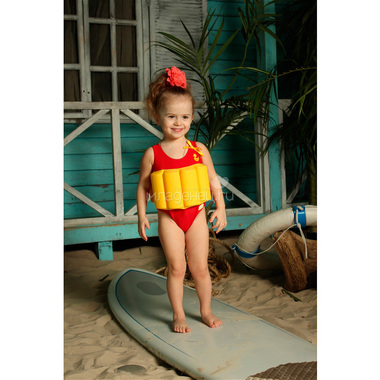 Купальный костюм для девочки Baby Swimmer Уточка красный рост 104 1