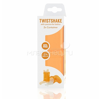 Контейнер Twistshake для сухой смеси 2 шт (100 мл) оранжевый 1