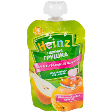 Пюре Heinz фруктовое (пауч) 100 гр Нежная грушка (с 4 мес) 0